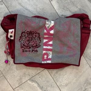 PINK Victoria's Secret Red and Gray Messenger Bag